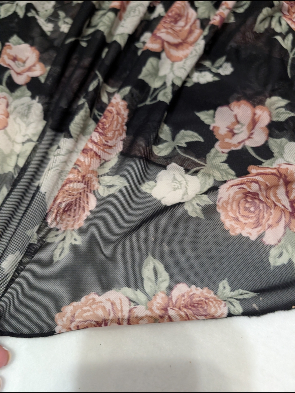 Floral Sheer Black Blouse with Pink Rose Print Size 1x Whimsgoth - Picture 2 of 7